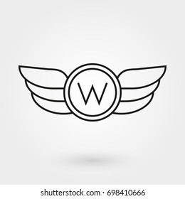 Wings icon. Winged logo and emblem collection. Company, army or aviation wing badge template. Vector illustration.
