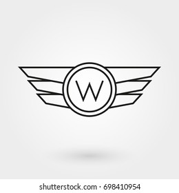 Wings icon. Winged logo and emblem collection. Company, army or aviation wing badge template. Vector illustration.