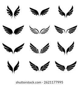 Wings icons collection.Set of Wings badges icon.Wings symbol. Vector Illustration