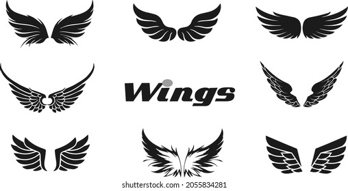 diseño vectorial de la colección de iconos de alas 