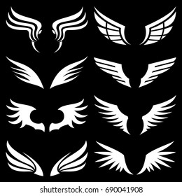 Wings icons and logo element vector set