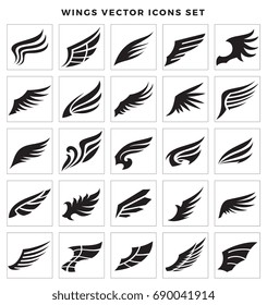 Wings icons and logo element vector set