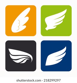 Wings icons over white background