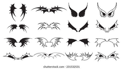 Wings icons set