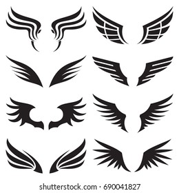 Wings icons set