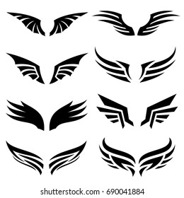 Wings icons set