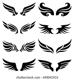 Wings icons set