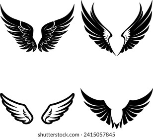 wings icons set, element for design