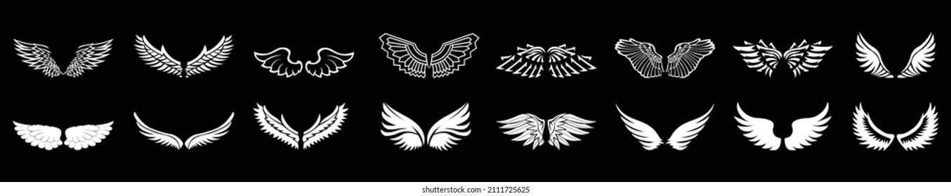 Wings icons set. Simple set of wings vector icons for Logo Style Wings