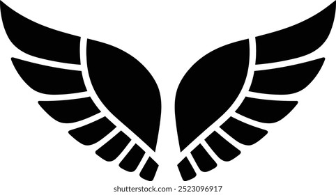 Wings icons set. Simple set of wings vector icons for web design on white background, silhouette vector.