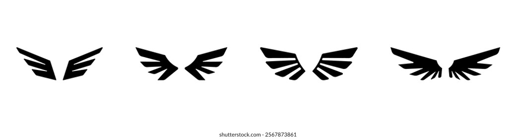 Wings icons set. Simple set of wings vector icons.