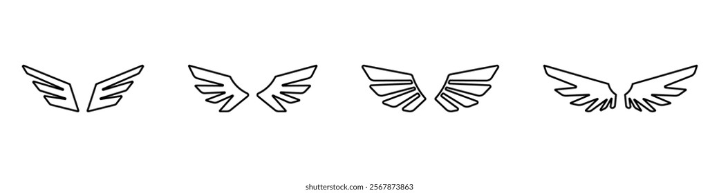Wings icons set. Simple set of wings vector icons.