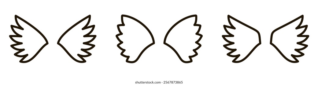 Wings icons set. Simple set of wings vector icons.