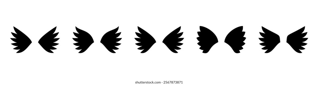 Wings icons set. Simple set of wings vector icons.