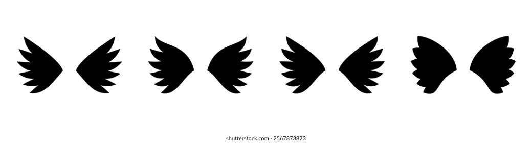 Wings icons set. Simple set of wings vector icons.