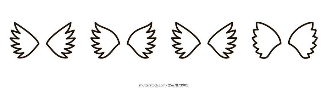 Wings icons set. Simple set of wings vector icons.