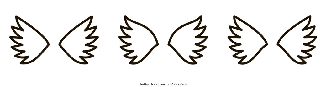 Wings icons set. Simple set of wings vector icons.