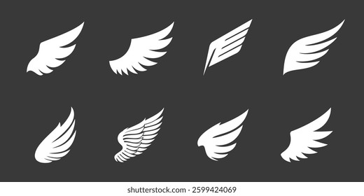 Wings icons set. Simple set of wings vector icons for web design on white background