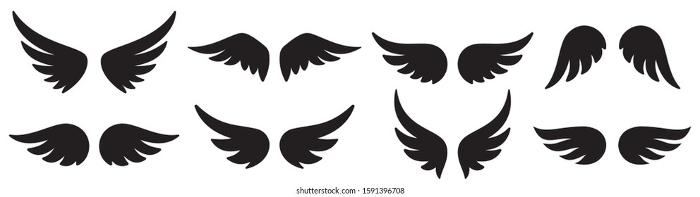 Wings icons set. Wing logo. Vector illustration
