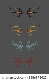 Wings icons with unique characters. Vector set of angel wings icons. Eagle, bird, phoenix.