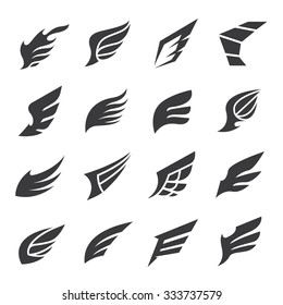 Wings icons vector set