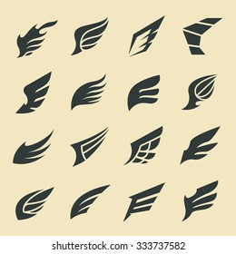 Wings icons vector set