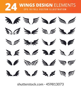 Wings icons vector set