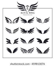 Wings icons vector set