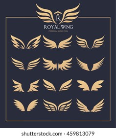 Wings icons vector set