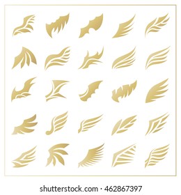 Wings icons vector set