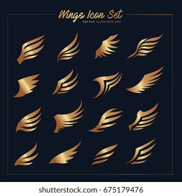 Wings icons vector set