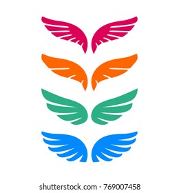 Wings icons vector set.  Collection of wings as freedom and fly symbol