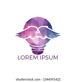 Wings Idea logo design template. Abstract elegant bulb wings logo icon design. Smart education delivery vector sign.