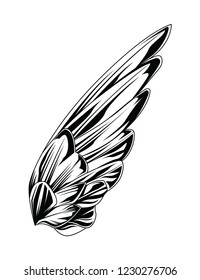 Wings illustration in black and white