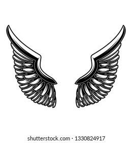 Wings illustration isolated on white background. Design element for logo, label, sign, poster. Vector image