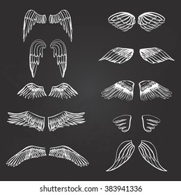 Wings illustration silhouettes set for making your own logo, badge, label design.