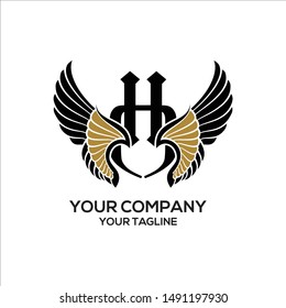 wings initial logo icon vector template 