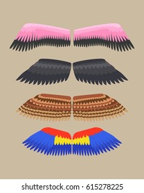 Wings isolated animal feather pinion bird freedom flight and natural hawk life peace design 