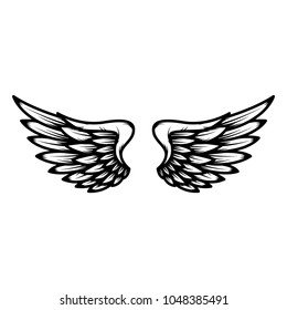 Wings isolated on white background. Design element for logo, label, emblem, sign. Vector illustration