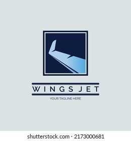 wings jet plane airline logo design template for brand or company and other