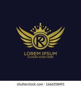 Wings KR letter logo design template vector eps