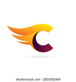 wings letter c logo design