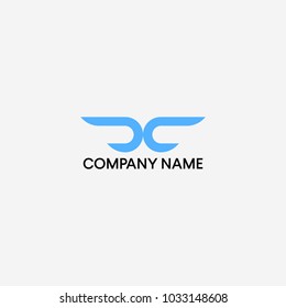 Wings for letter D and C logo design