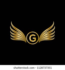 Wings letter G vector logo. Wings icon. Wings emblem.