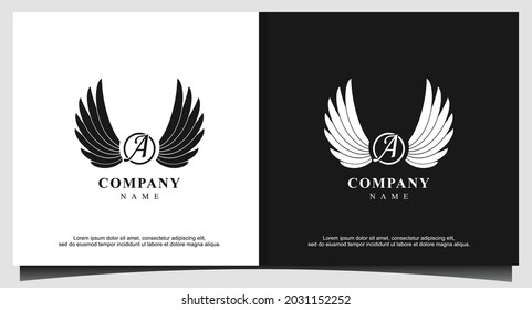 wings with letter A logo design vector