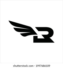 vector del logotipo de la letra de alas R. letra inicial creativa Plantilla de diseño de logotipo R