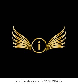 Wings letter i vector logo. Wings icon. Wings emblem.