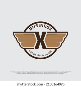 Wings letter X logo illustration with retro vintage design style. Wings icon, eagle wings icon