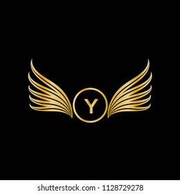 Wings letter Y vector logo. Wings icon. Wings emblem.