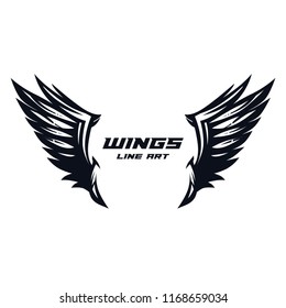 Wings line art design template